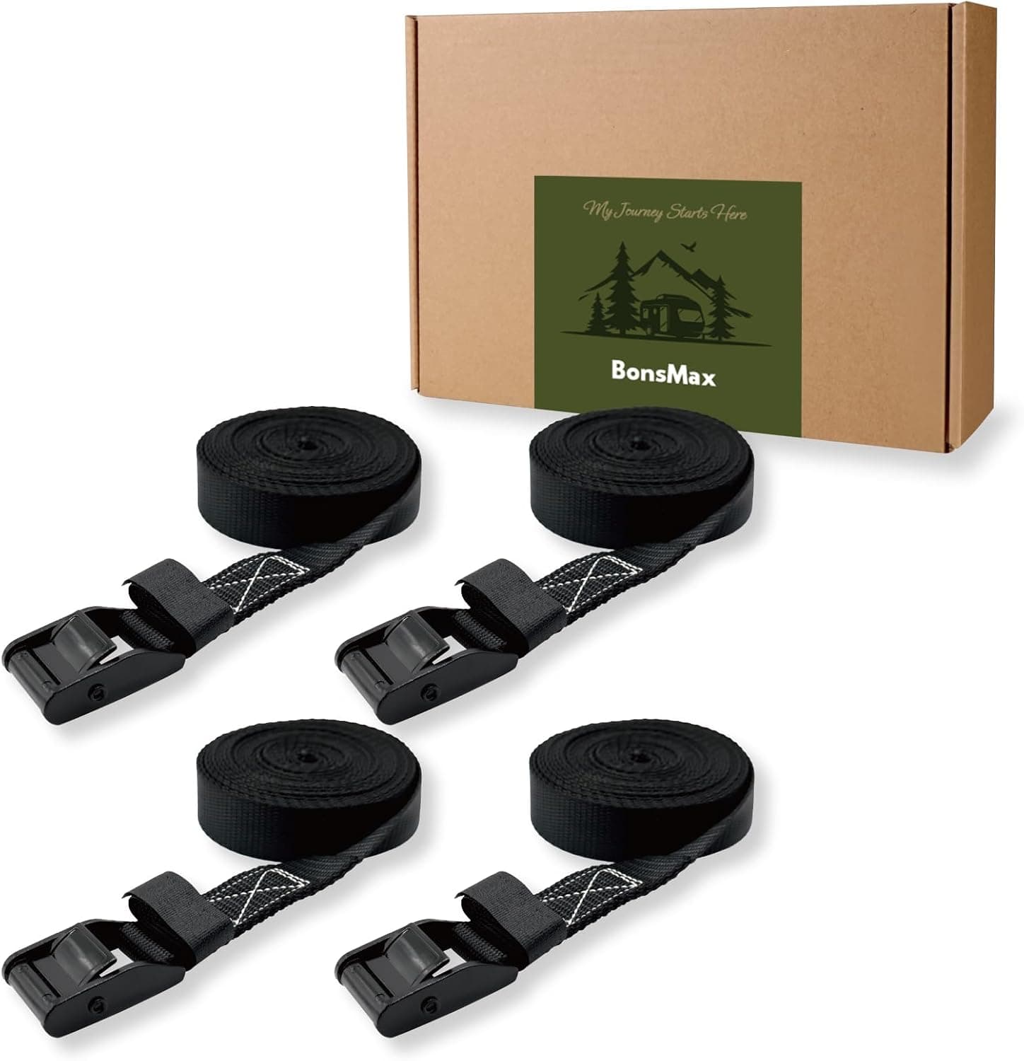 BonsMax Tie Down Lashing Strap, Cam Buckle Ratchet Strap for Kayak, Bike, SUP and Cargo